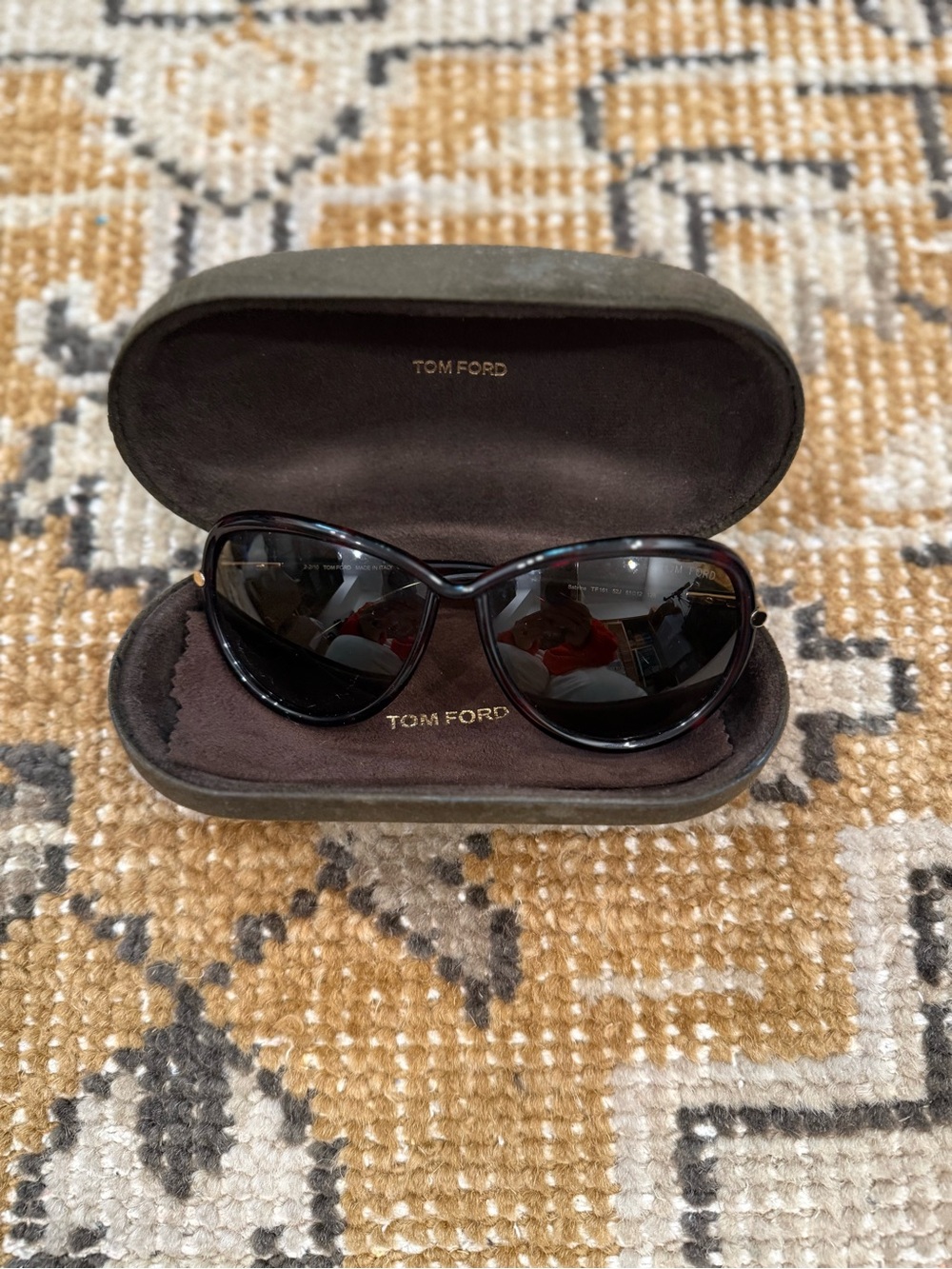 Tom Ford Butterfly Tortoiseshell Sunglasses with Gold Accents